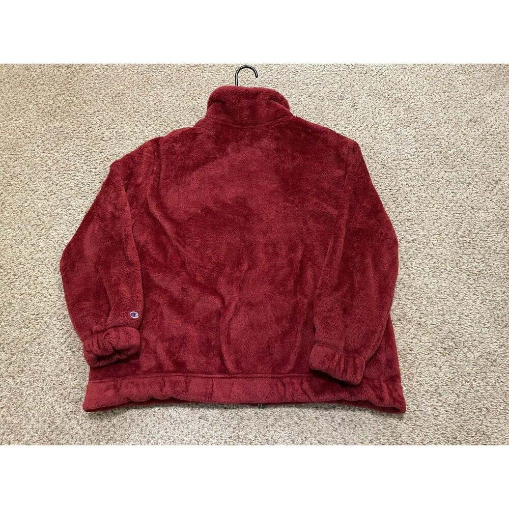 WSU Adult Jacket Medium Red Plush Fleece Champion Full Zip Cougars Wazzu College - Picture 4 of 4